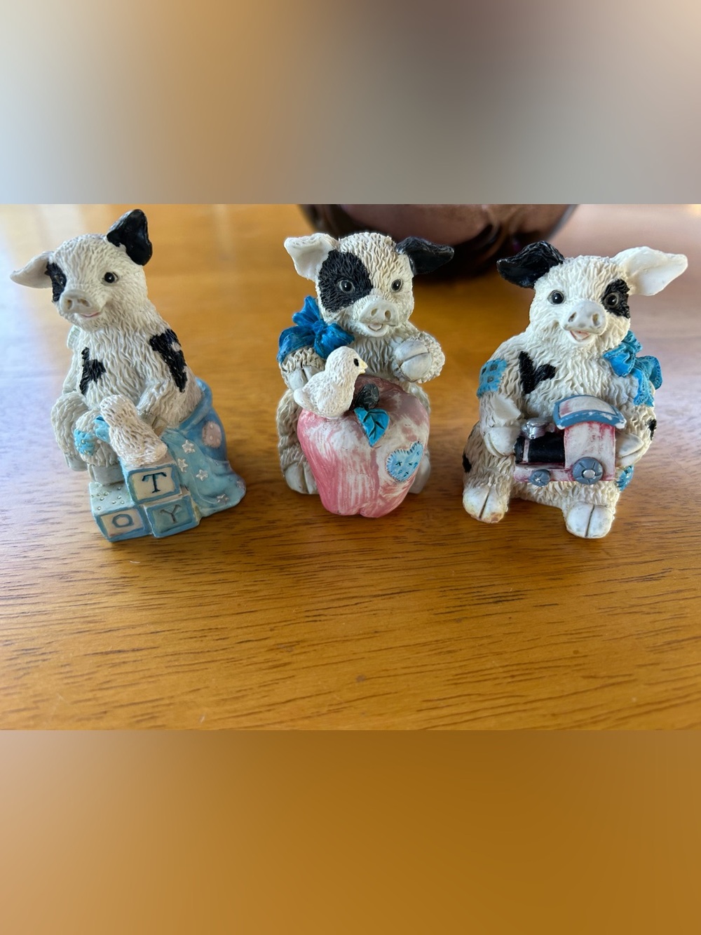 Three Cow Figurines - Decorative Small Pet Statues